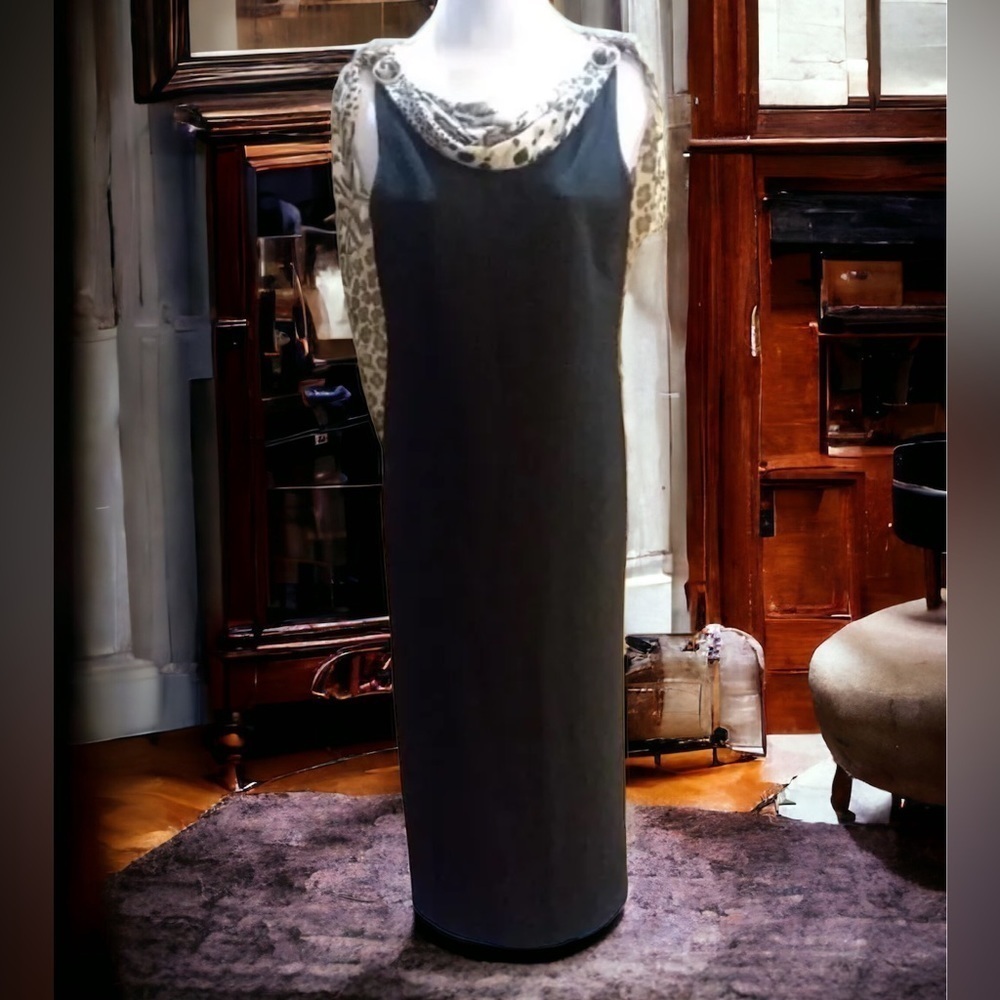 SCARLETT Long Formal Evening Gown Women’s Size 7/8 W/ Leopard Drape